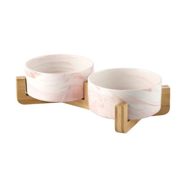 Doppel Keramiknapf Pink Marble - PUPPYROPE MANUFAKTUR®